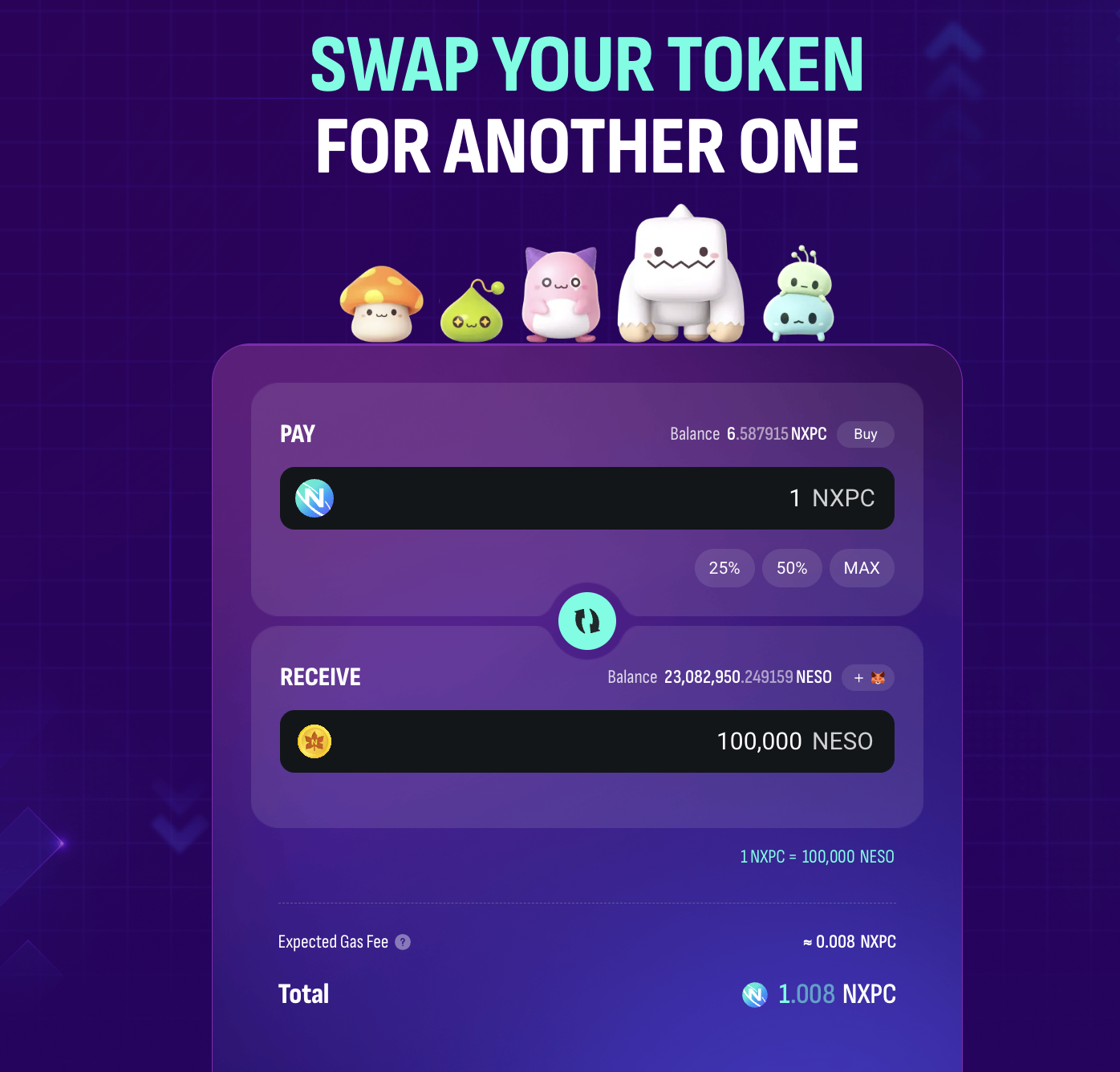 Swap&Warp — Swap 画面（NXPC → NESO）