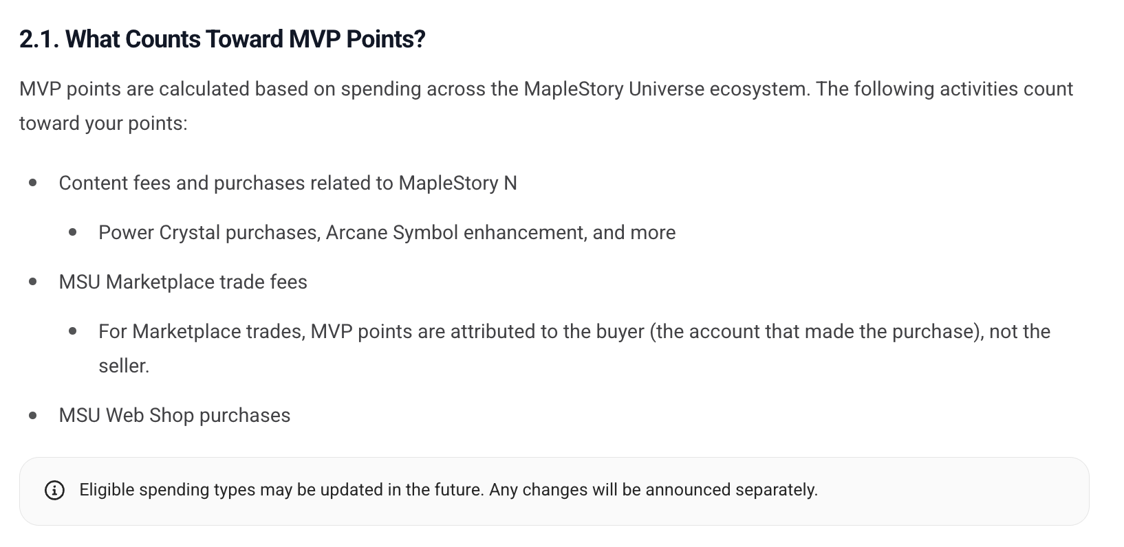 What Counts Toward MVP Points